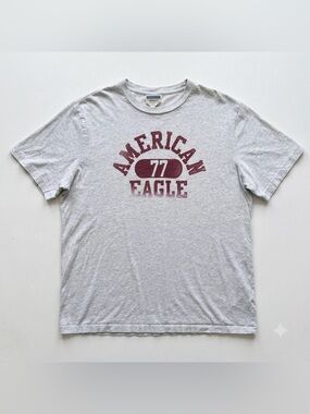 American Eagle Vintage Vault “77” Graphic Tee Men’s Large Heather Gray Athletic